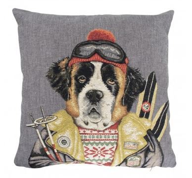 Gobelin Pillow - St. Bernard Ski Friends